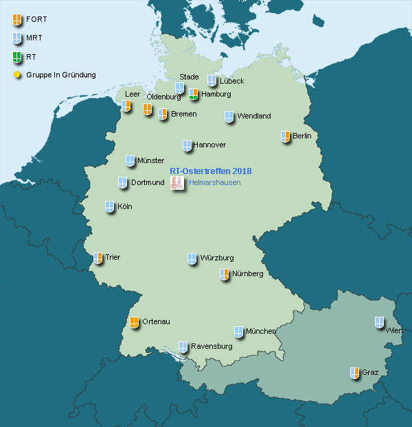 Landkarte mit FORT-, MRT- und RT-Gruppen